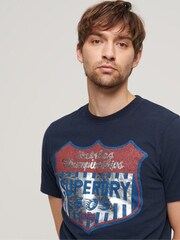 Superdry Blue 100% Cotton Gasoline Workwear T-Shirt - Image 3 of 6