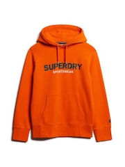Sudadera deportiva con capucha de corte ancho con logo en color crema de Superdry - Imagen 4 de 6