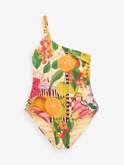 Kew Collection Yellow Floral/Fruit One Shoulder Tummy Control Swimsuit - Image 6 of 6
