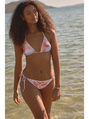 Floral rose corail - Bas de bikini Whipstitch à effet noué - Image 1 of 6