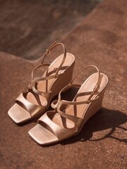 Mint Velvet Gold Leather Espadrilles - Image 2 of 4