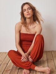 Mint Velvet Brown Jersey Bandeau Jumpsuit - Image 1 of 4