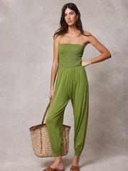Mint Velvet Green Jersey Bandeau Jumpsuit - Image 1 of 4