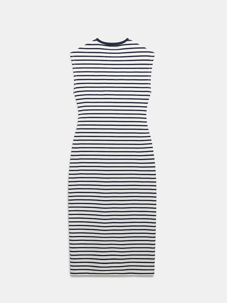 Mint Velvet Navy Stripe Jersey Twist Midi Dress - Image 4 of 4 Mint Velvet Navy Stripe Jersey Twist Midi Dress - Image 4 of 4
