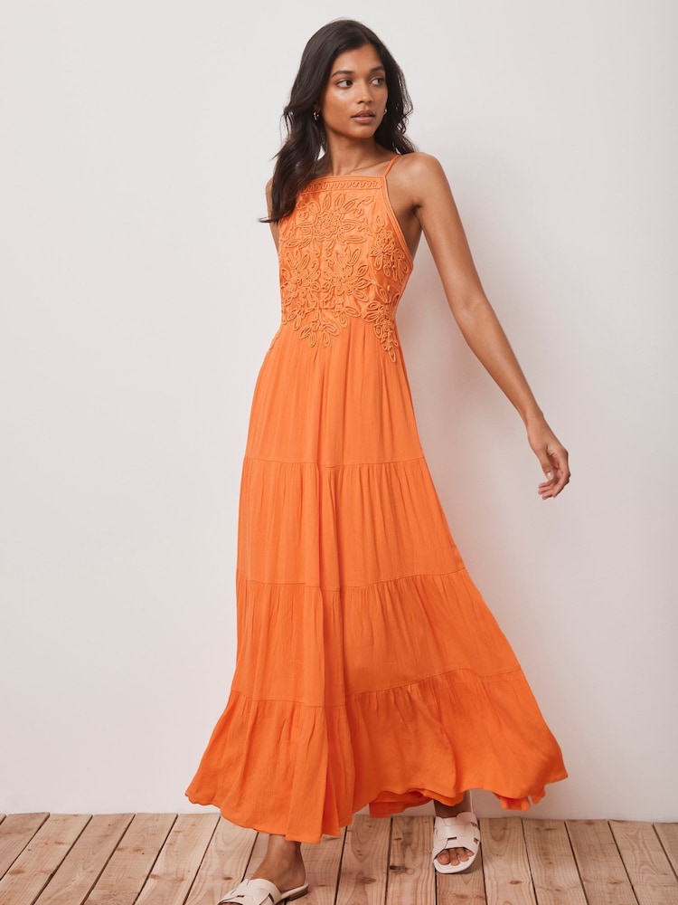Mint Velvet Brown Embroidered Halter Maxi Dress - Image 2 of 8