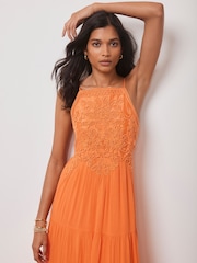 Mint Velvet Brown Embroidered Halter Maxi Dress - Image 4 of 8