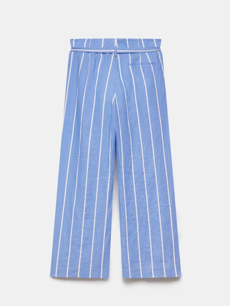 Mint Velvet Blue Striped 100% Linen Trousers - Image 4 of 4