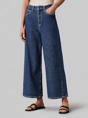 Calvin Klein Blue High-Rise Wide Ankle-Length Bootcut Jeans - Image 2 of 4