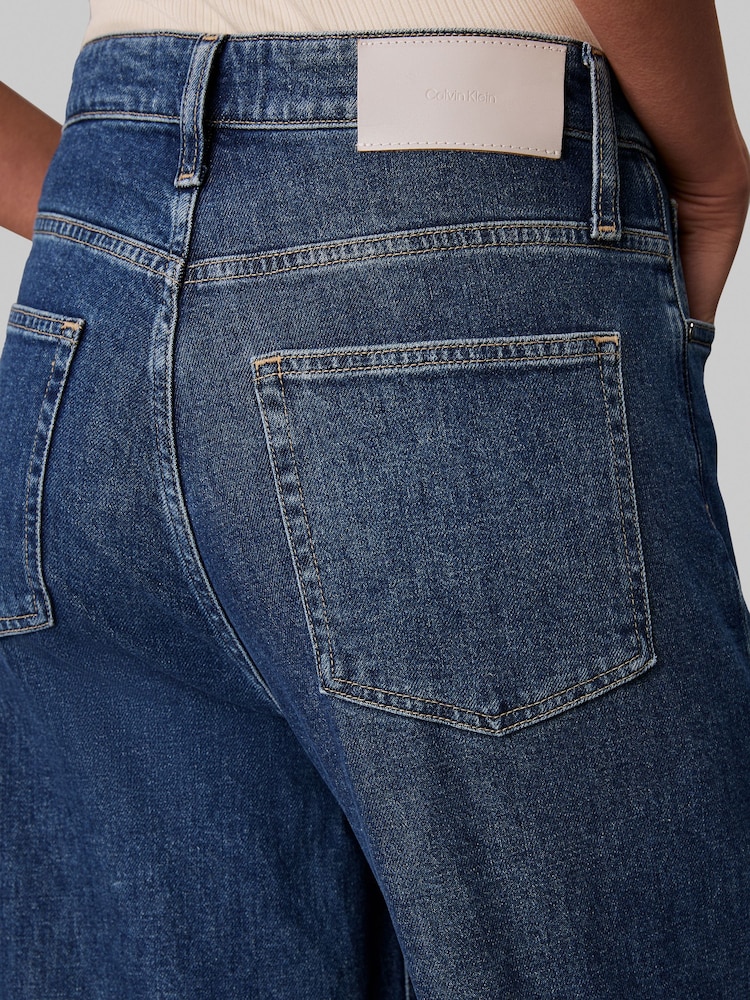 Calvin Klein Blue High-Rise Wide Ankle-Length Bootcut Jeans - Image 4 of 4 Calvin Klein Blue High-Rise Wide Ankle-Length Bootcut Jeans - Image 4 of 4