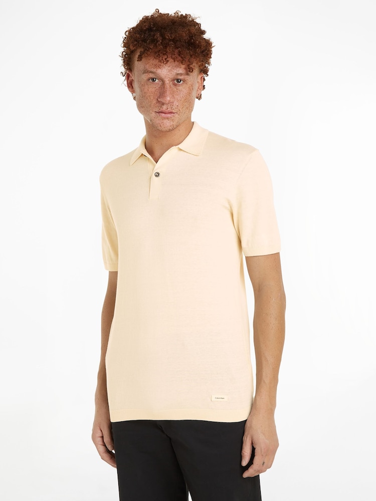 Calvin Klein White Cotton Silk Polo Shirt - Image 1 of 6