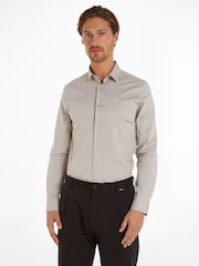 Calvin Klein Brown Slim Fit Poplin Stretch Shirt - Image 1 of 6