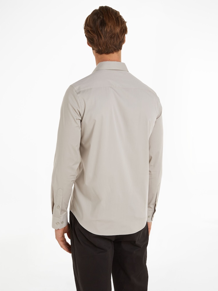Calvin Klein Brown Slim Fit Poplin Stretch Shirt - Image 2 of 6