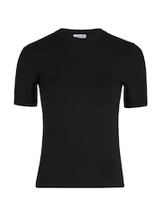Calvin Klein Black Modal Ribbed Slit Detail T-Shirt - Image 5 of 5