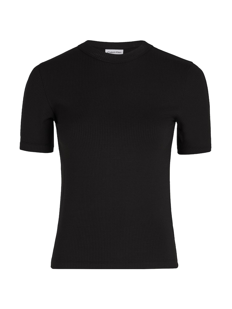 Calvin Klein Black Modal Ribbed Slit Detail T-Shirt - Image 5 of 5