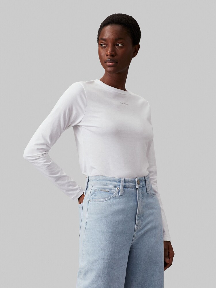 Calvin Klein White Slim Fit Nano Logo T-Shirt - Image 1 of 5