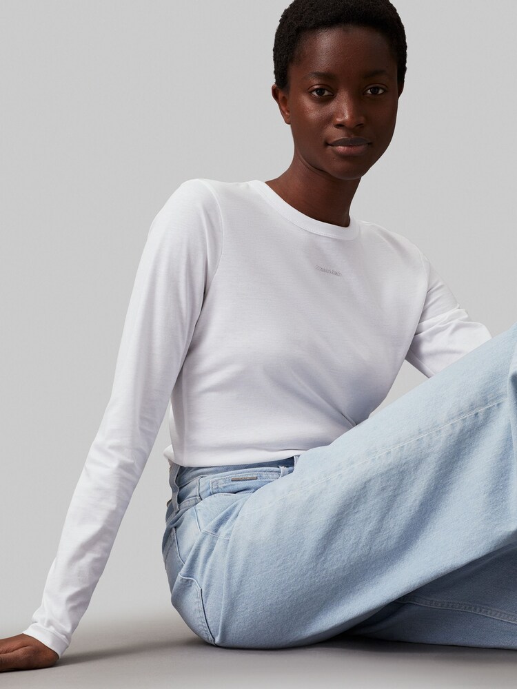 Calvin Klein White Slim Fit Nano Logo T-Shirt - Image 4 of 5