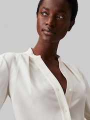 Calvin Klein Natural Collarless Long Sleeved Blouse - Image 3 of 5