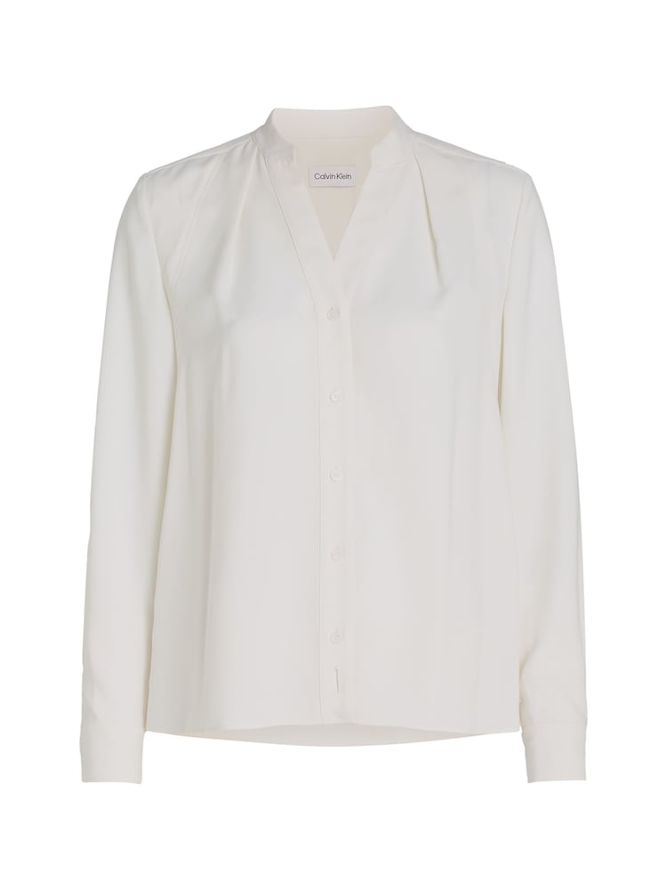 Calvin Klein Natural Collarless Long Sleeved Blouse - Image 5 of 5 Calvin Klein Natural Collarless Long Sleeved Blouse - Image 5 of 5