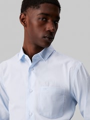 Calvin Klein Blue Slim Fit Poplin Stretch Shirt - Image 4 of 6