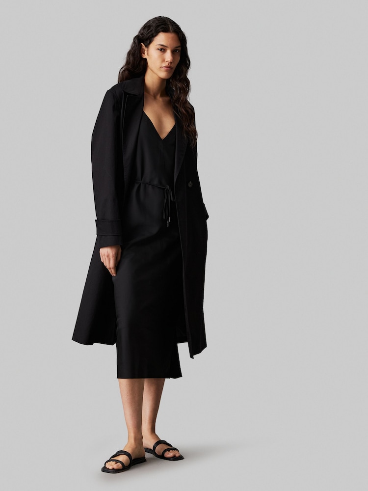 Calvin Klein Black Recycled Midi Slip Dress - Image 1 of 6