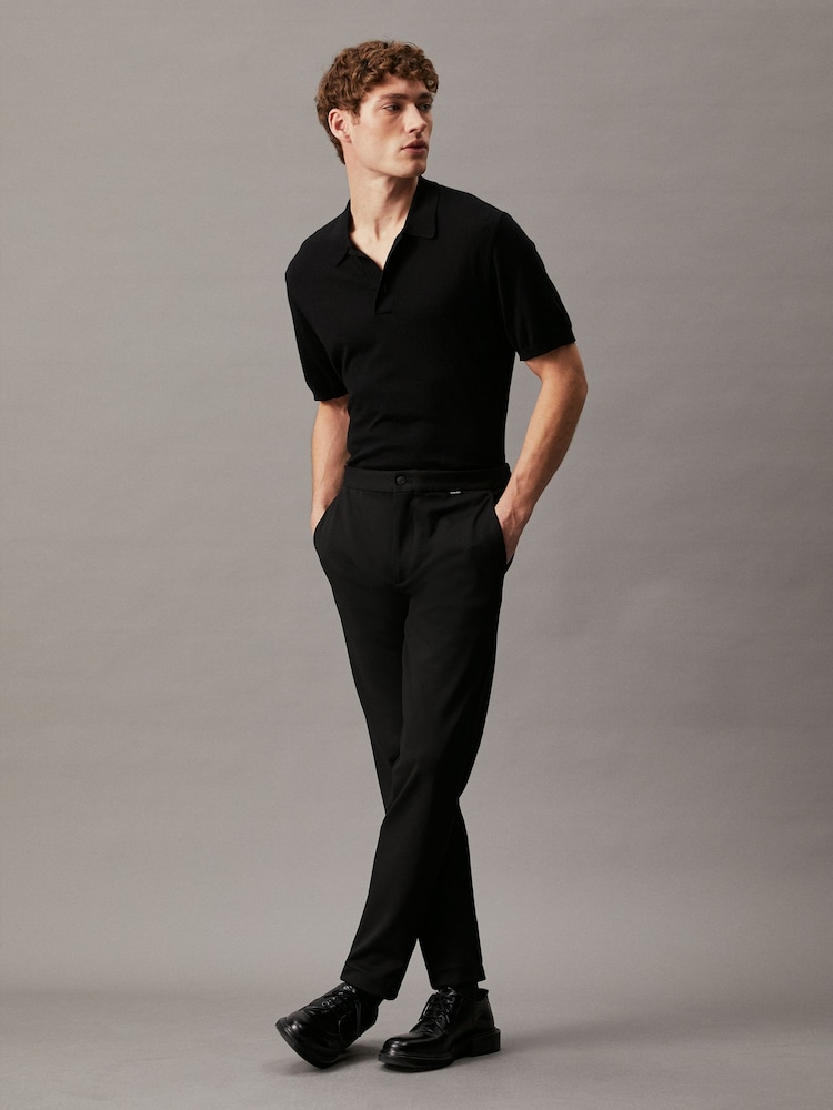 Calvin Klein Black Cotton Silk Polo Shirt - Image 1 of 4