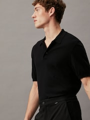 Calvin Klein Black Cotton Silk Polo Shirt - Image 3 of 4