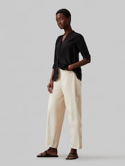 Calvin Klein Black Collarless Long Sleeved Blouse - Image 1 of 5