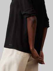 Calvin Klein Black Collarless Long Sleeved Blouse - Image 4 of 5