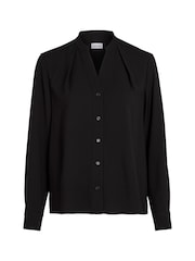 Calvin Klein Black Collarless Long Sleeved Blouse - Image 5 of 5