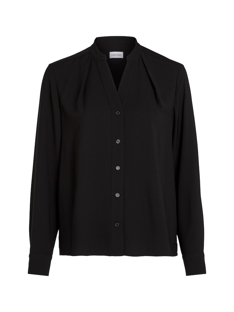 Calvin Klein Black Collarless Long Sleeved Blouse - Image 5 of 5
