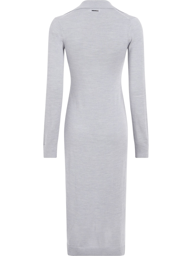 Calvin Klein Grey Merino Wool Button Shirt Dress - Image 2 of 3