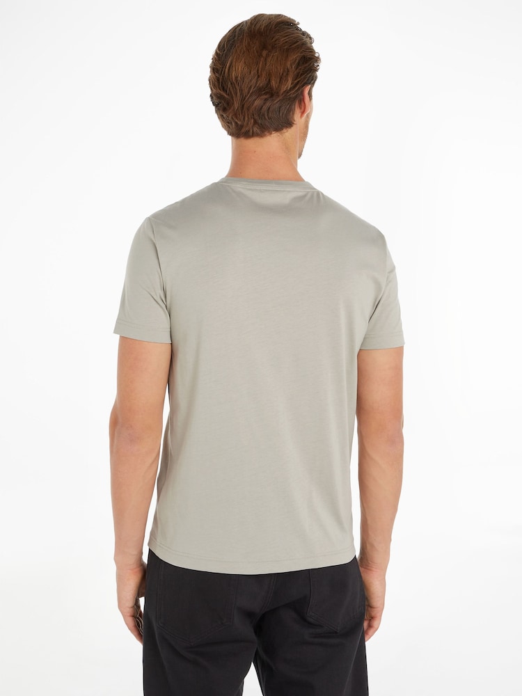 Calvin Klein Grey Chrome Smooth Cotton T-Shirt - Image 2 of 6 Calvin Klein Grey Chrome Smooth Cotton T-Shirt - Image 2 of 6