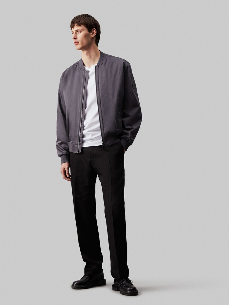 Calvin Klein Grey Sat Shirt Stretch Hero Bomber Jacket - Image 2 of 5 Calvin Klein Grey Sat Shirt Stretch Hero Bomber Jacket - Image 2 of 5