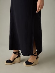 Live Unlimited Black Curve Cotton Crinkle Ring Dress - Image 4 of 5
