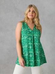 Live Unlimited Green Curve Geo Jersey Pleat Front Vest - Image 3 of 5