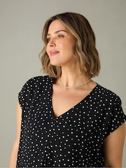 Live Unlimited Black Curve Polka Dot Pleat Front Top - Image 3 of 5
