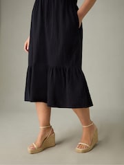 Live Unlimited Black Curve Cotton Crinkle Tiered Dress - Image 2 of 4