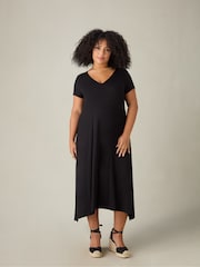 Live Unlimited Black Curve Jersey V-Neck Midaxi Dress - Image 1 of 3