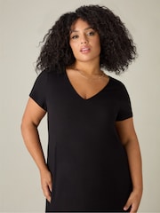 Live Unlimited Black Curve Jersey V-Neck Midaxi Dress - Image 2 of 3