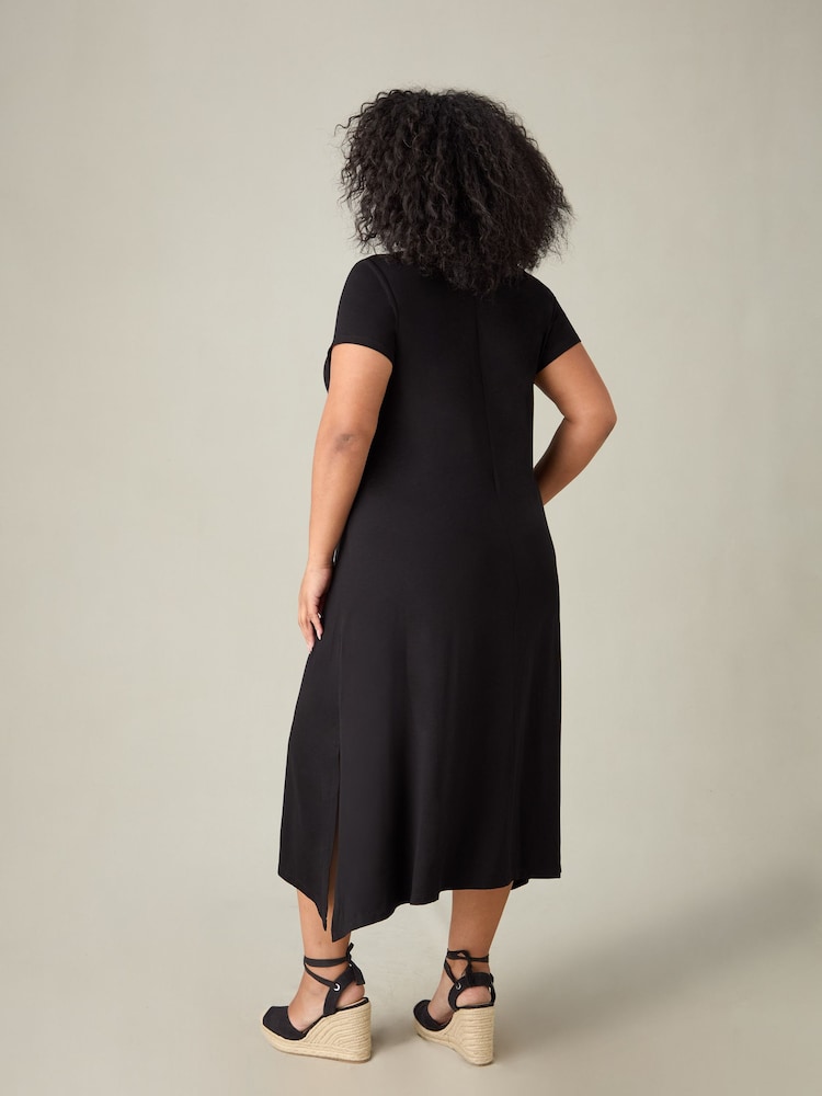 Live Unlimited Black Curve Jersey V-Neck Midaxi Dress - Image 3 of 3