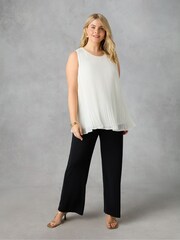 Live Unlimited Ivory White Curve Chiffon Pleated Vest Top - Image 1 of 3
