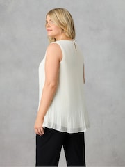 Live Unlimited Ivory White Curve Chiffon Pleated Vest Top - Image 2 of 3