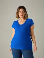 Live Unlimited Blue Curve 100% Cotton Slub Scoop Neck T-Shirt - Image 1 of 4