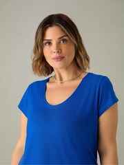 Live Unlimited Blue Curve 100% Cotton Slub Scoop Neck T-Shirt - Image 3 of 4