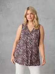 Live Unlimited Multi Curve Petite Ditsy Jersey Pleat Front Vest - Image 4 of 6