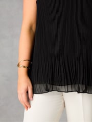 Live Unlimited Black Curve Chiffon Pleated Vest Top - Image 3 of 3