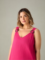 Live Unlimited Pink Cotton Crinkle Ring Dress - Image 4 of 8