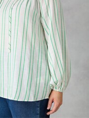 Live Unlimited Green Curve Stripe Shirred Neck Blouse - Image 5 of 7