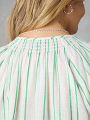 Live Unlimited Green Curve Stripe Shirred Neck Blouse - Image 6 of 7