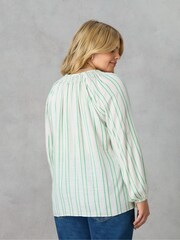 Live Unlimited Green Curve Stripe Shirred Neck Blouse - Image 7 of 7
